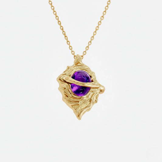 Hollow Purple Locket Necklace