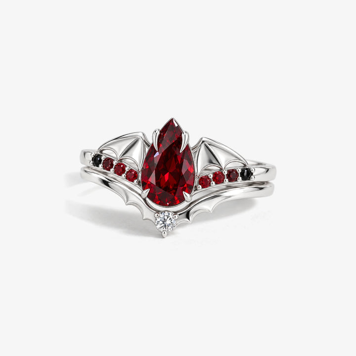Crimson Wing Stacking Ring Set