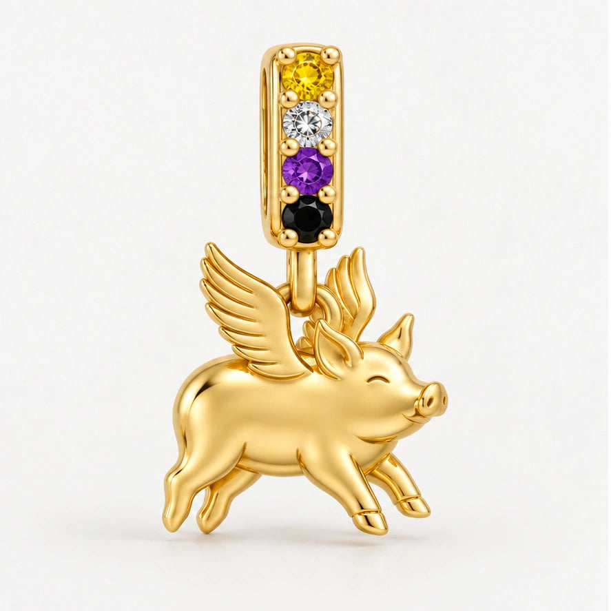 Nonbinary Pride Flying Pig Charm hero view
