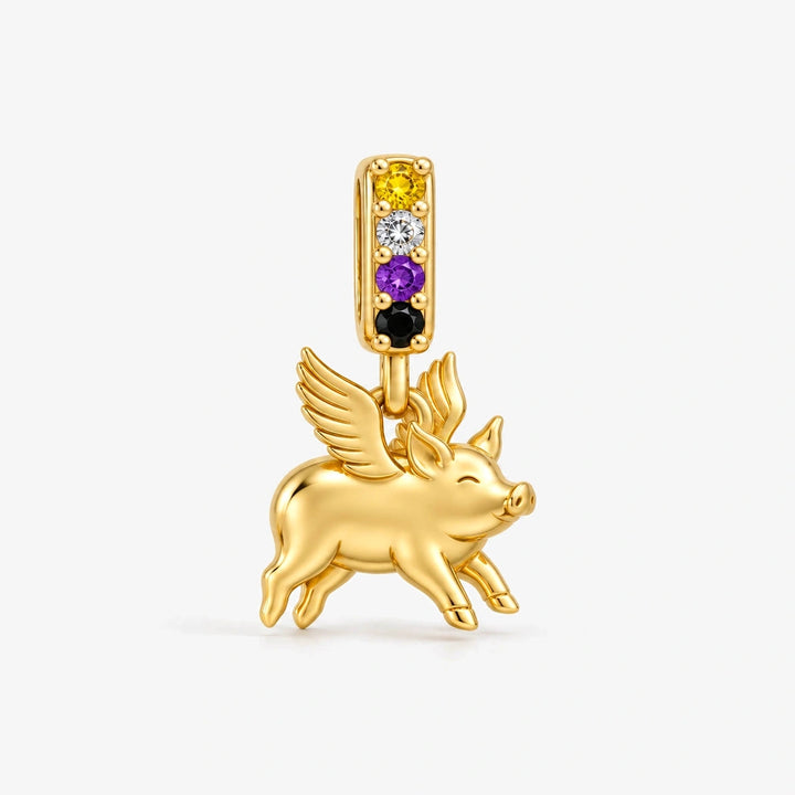Nonbinary Pride Flying Pig Charm