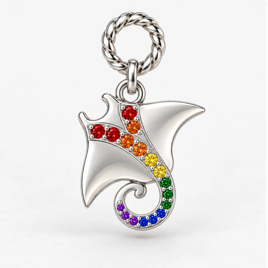 Rainbow Pride Spinning Manta Ray Charm hero view
