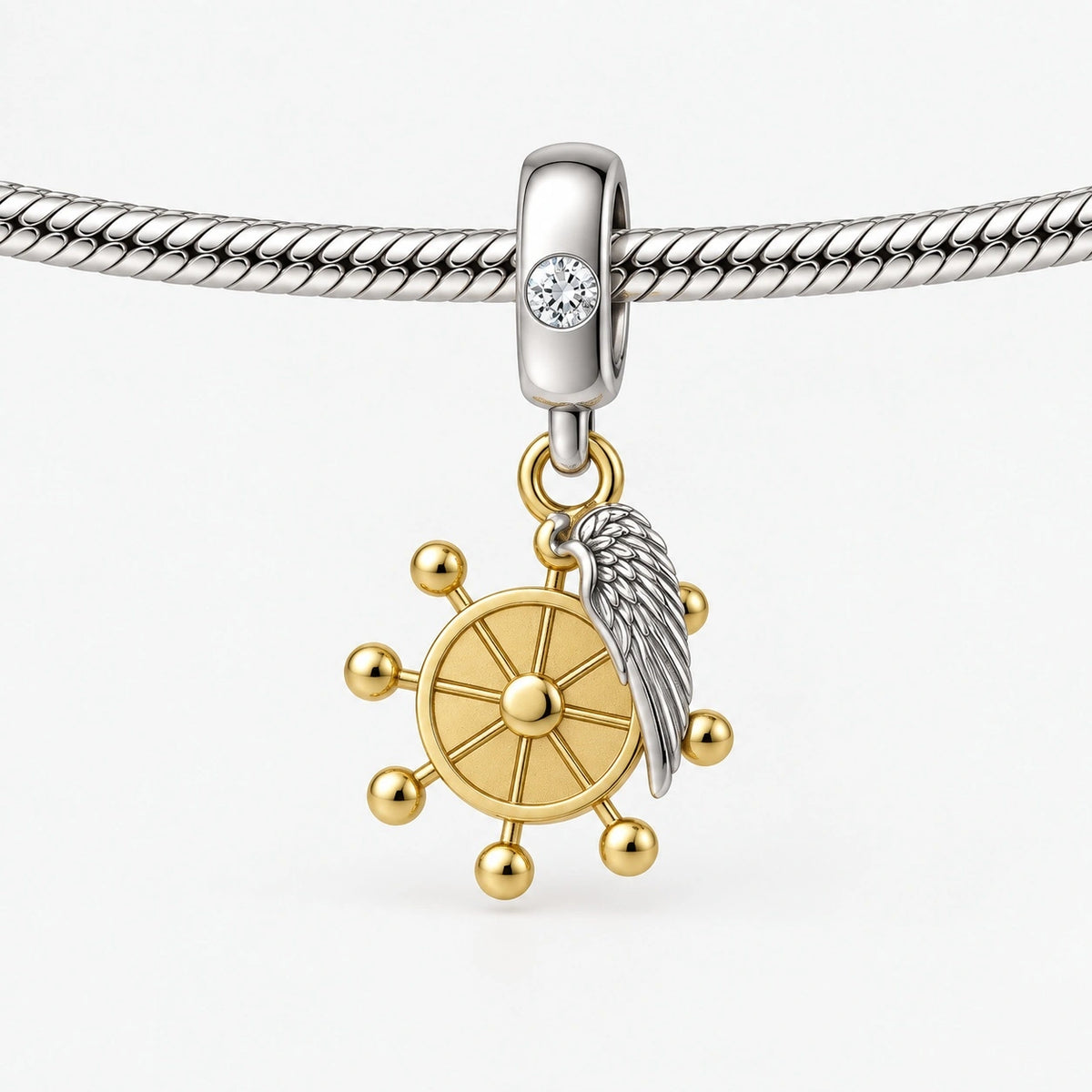 Adaptation Wheel Charm on bracelet view