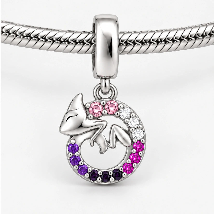 Genderfluid Pride Chameleon Charm on bracelet view