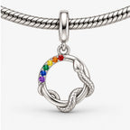 Rainbow Pride Snake Charm on bracelet view