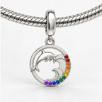 Rainbow Pride Dolphin Charm on bracelet view