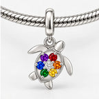 Rainbow Pride Turtle Charm on bracelet view
