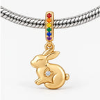 Rainbow Pride Bunny Charm on bracelet view