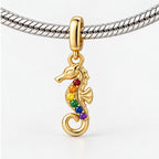 Rainbow Pride Seahorse Charm on bracelet view