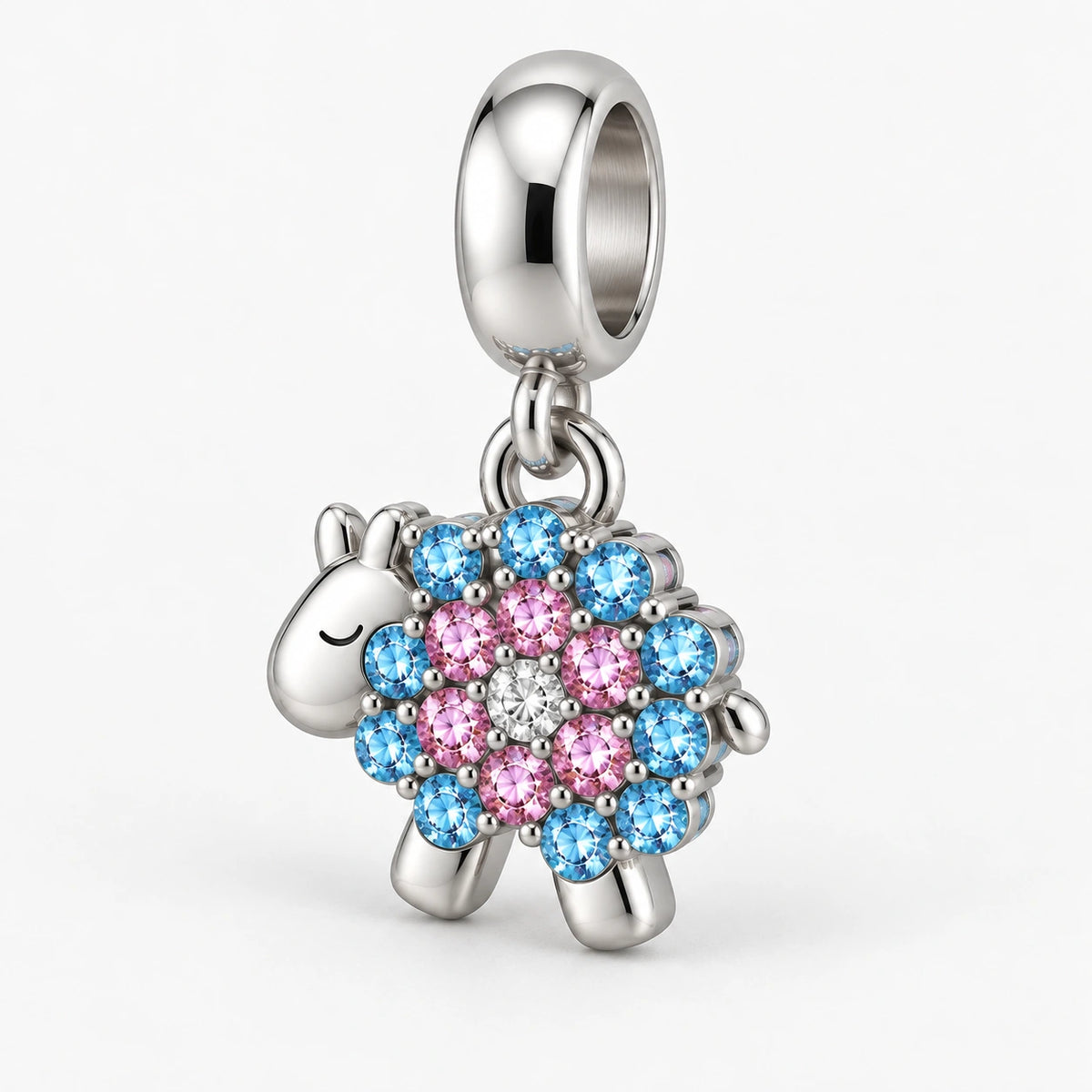 Trans Pride Sheep Charm side view