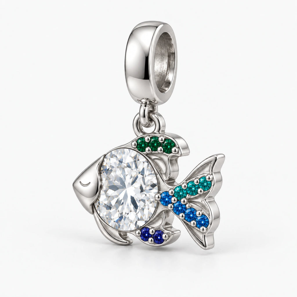 Gay Men's Pride Fish Charm side view