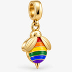 Rainbow Pride Bee Charm side view