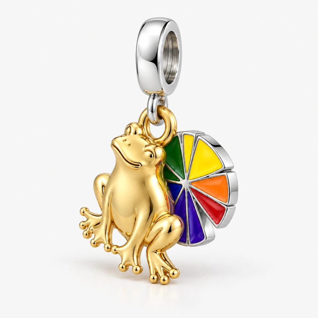 Rainbow Pride Frog Charm side view
