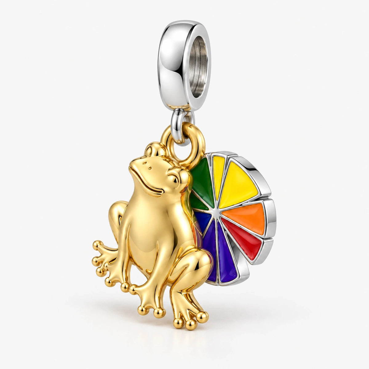 Rainbow Pride Frog Charm side view