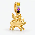 Nonbinary Pride Flying Pig Charm side view