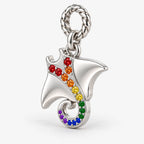Rainbow Pride Spinning Manta Ray Charm side view