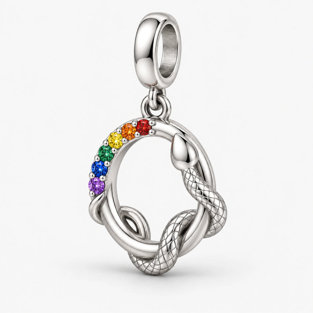 Rainbow Pride Snake Charm side view