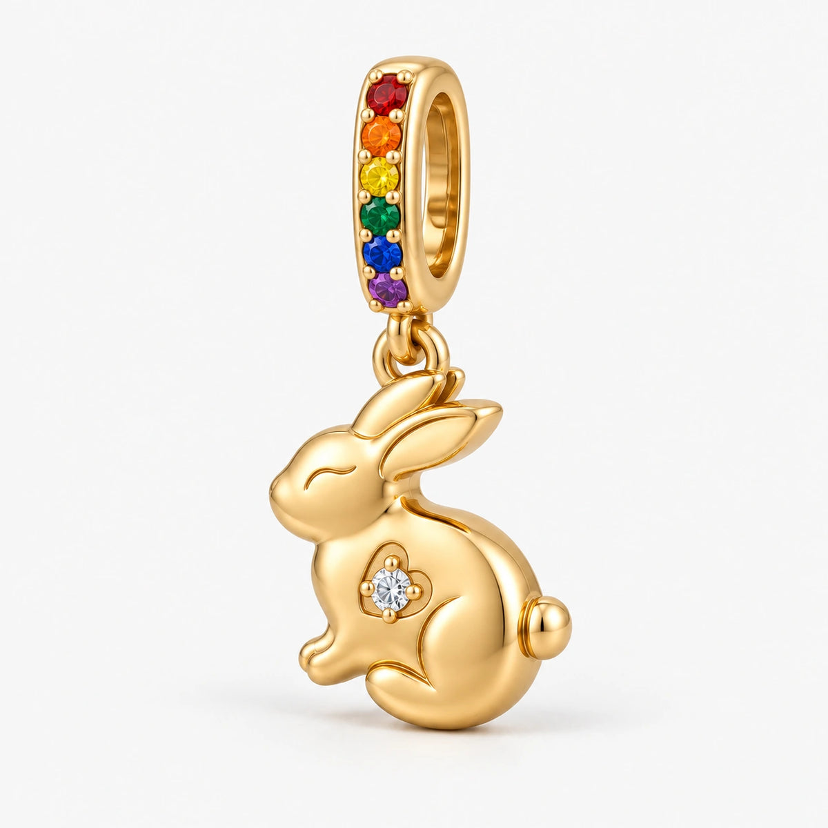 Rainbow Pride Bunny Charm side view