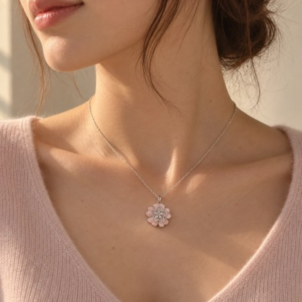 Winter's Promise Necklace model a
