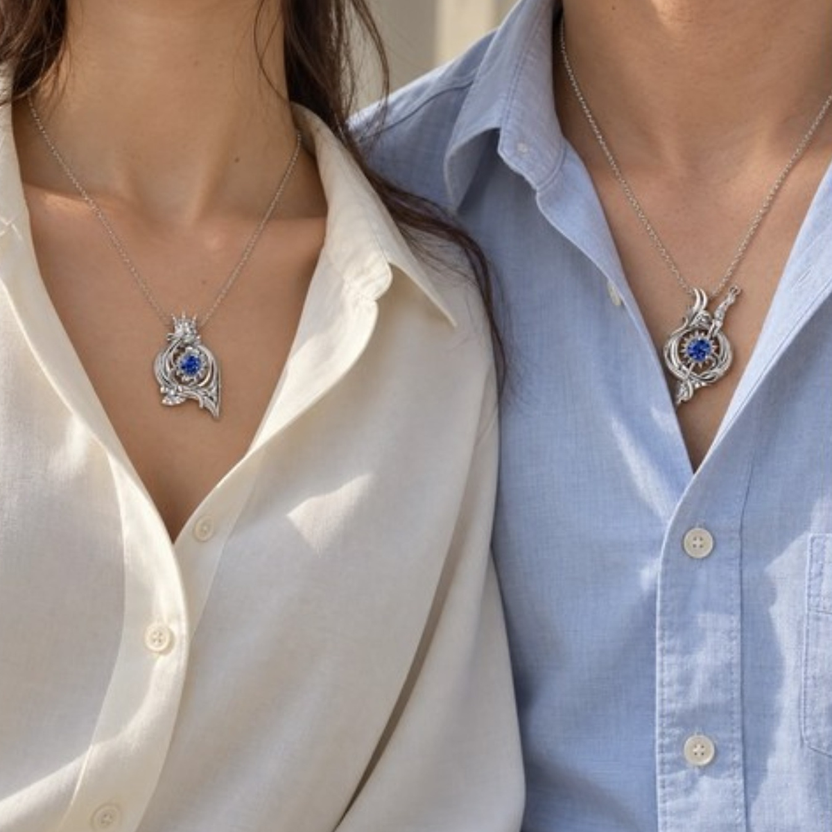 Furina and Neuvillette Necklace model a safe