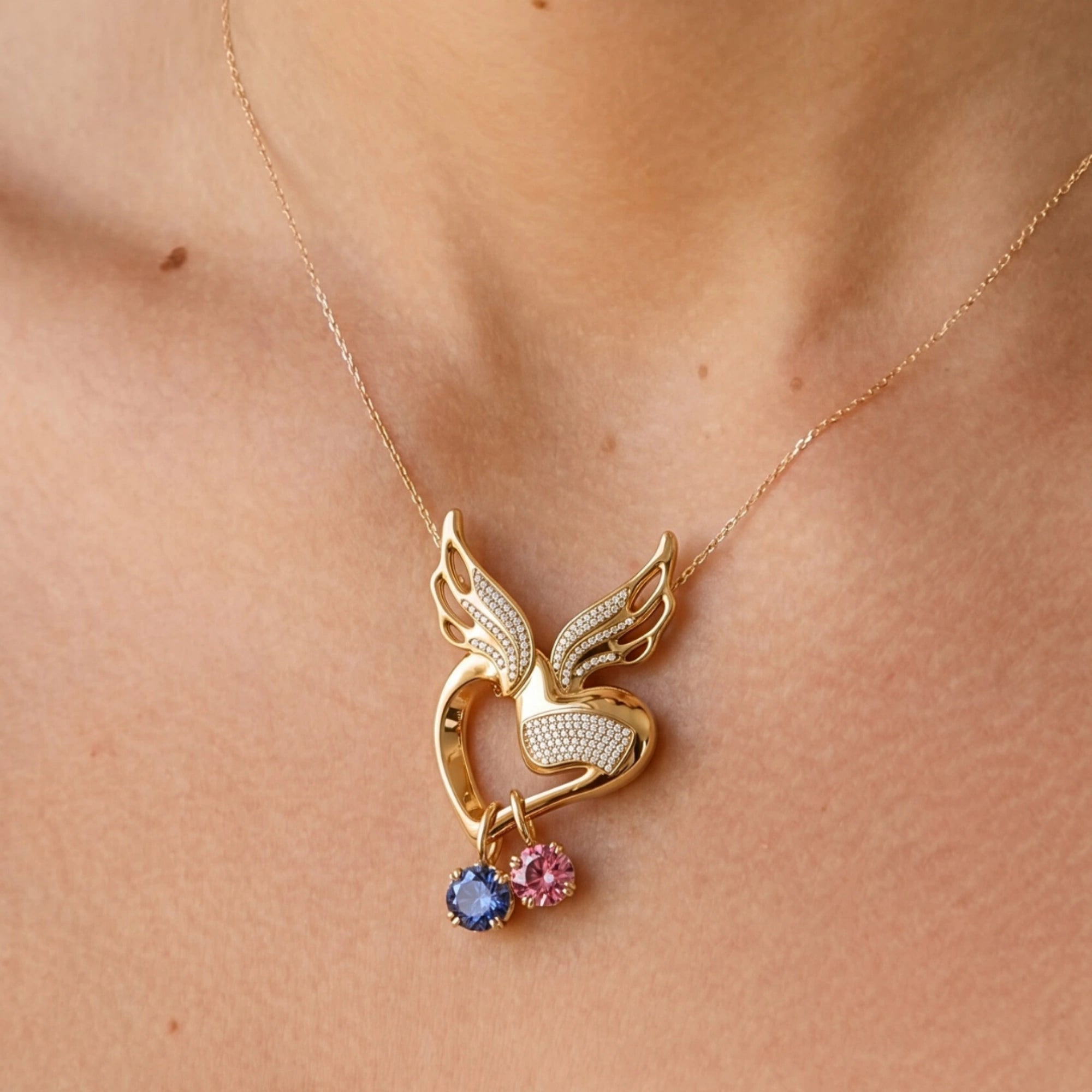Angel's Heart Birthstones Pendant Set