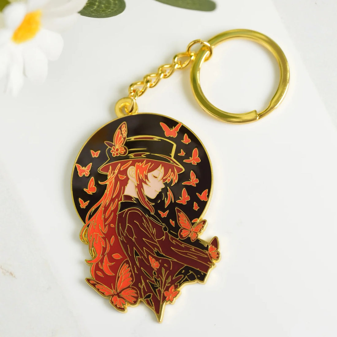 Hu Tao Glow in the Dark Enamel Pin glowing in the dark