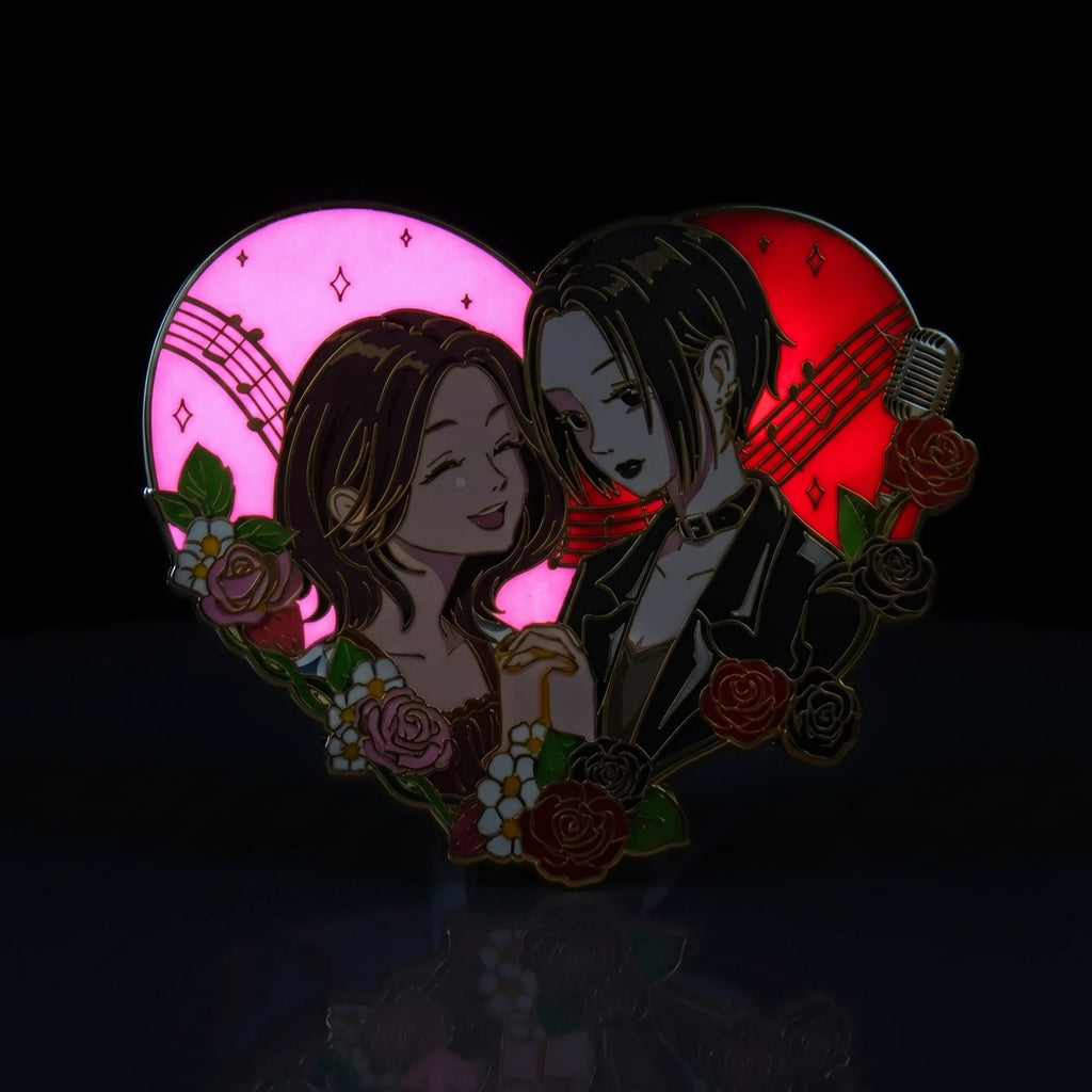 Glow-in-the-dark effect of Nana Glow-in-Dark Enamel Pin, Kraymer Art