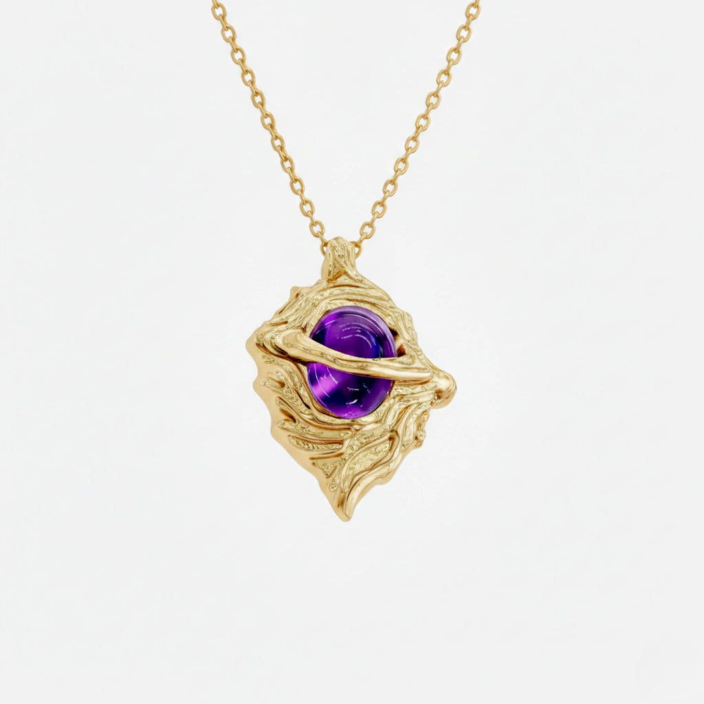 Hollow Purple Locket Necklace