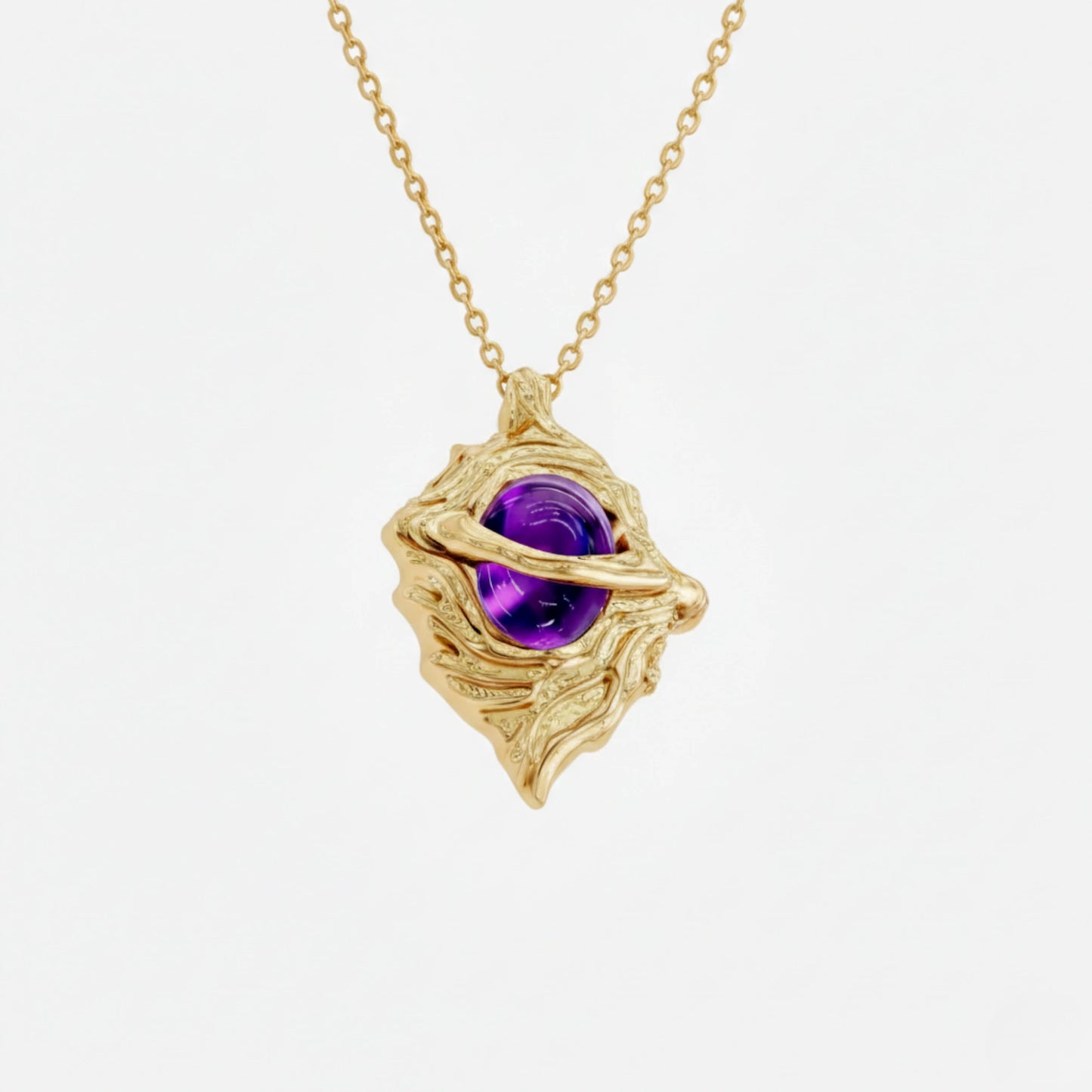 Gold Hollow Purple Locket Necklace