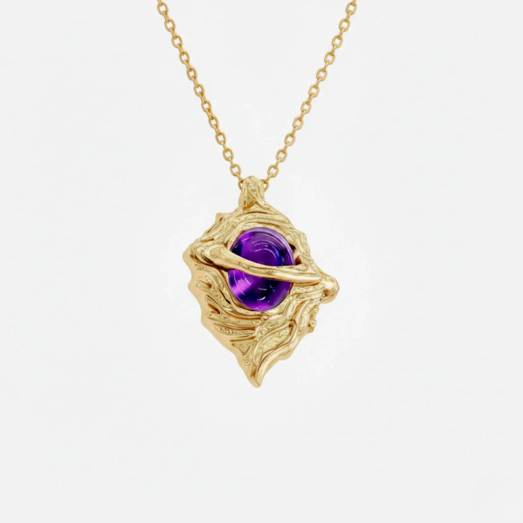 Hollow Purple Locket Necklace
