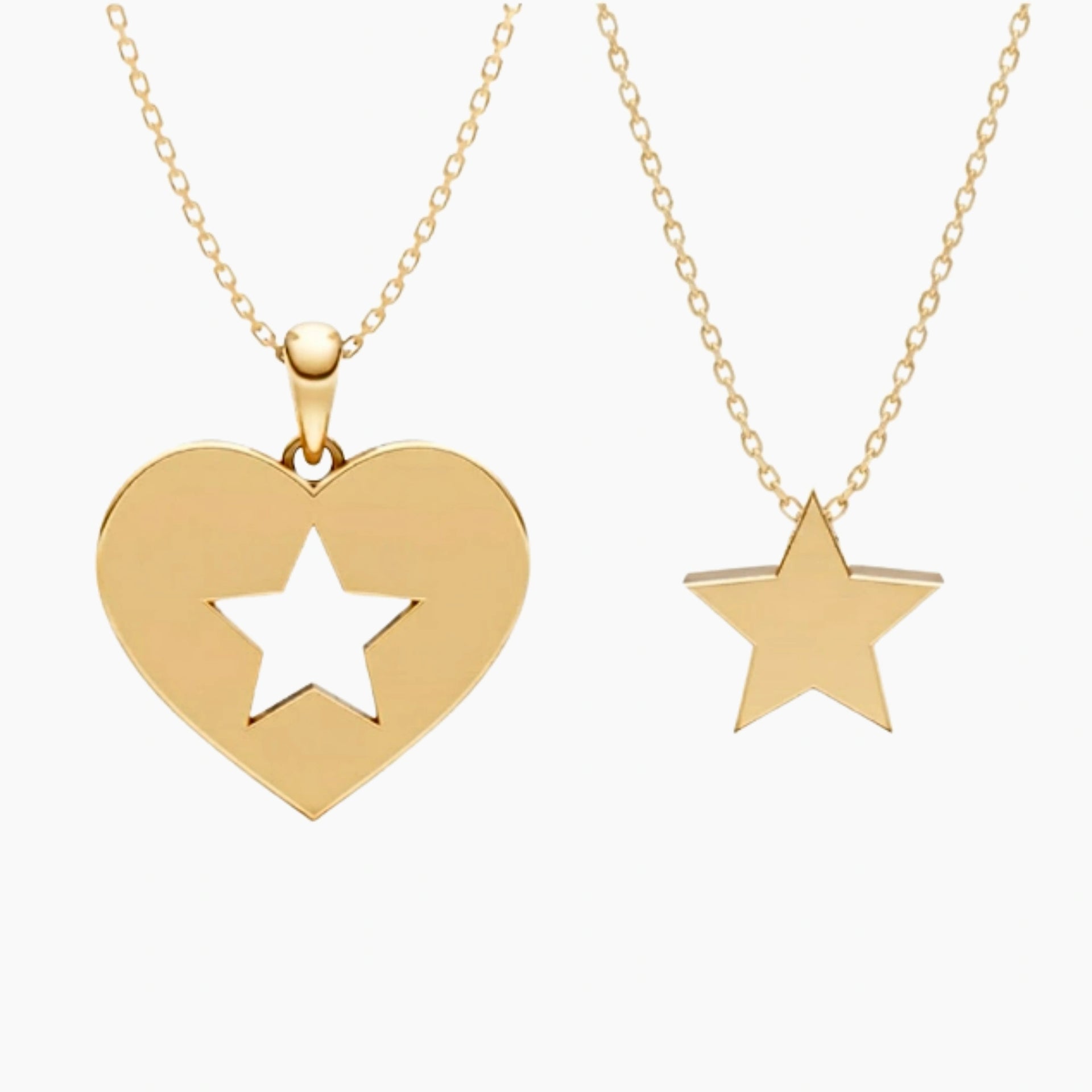 Starry Golden Heart Pendant Set