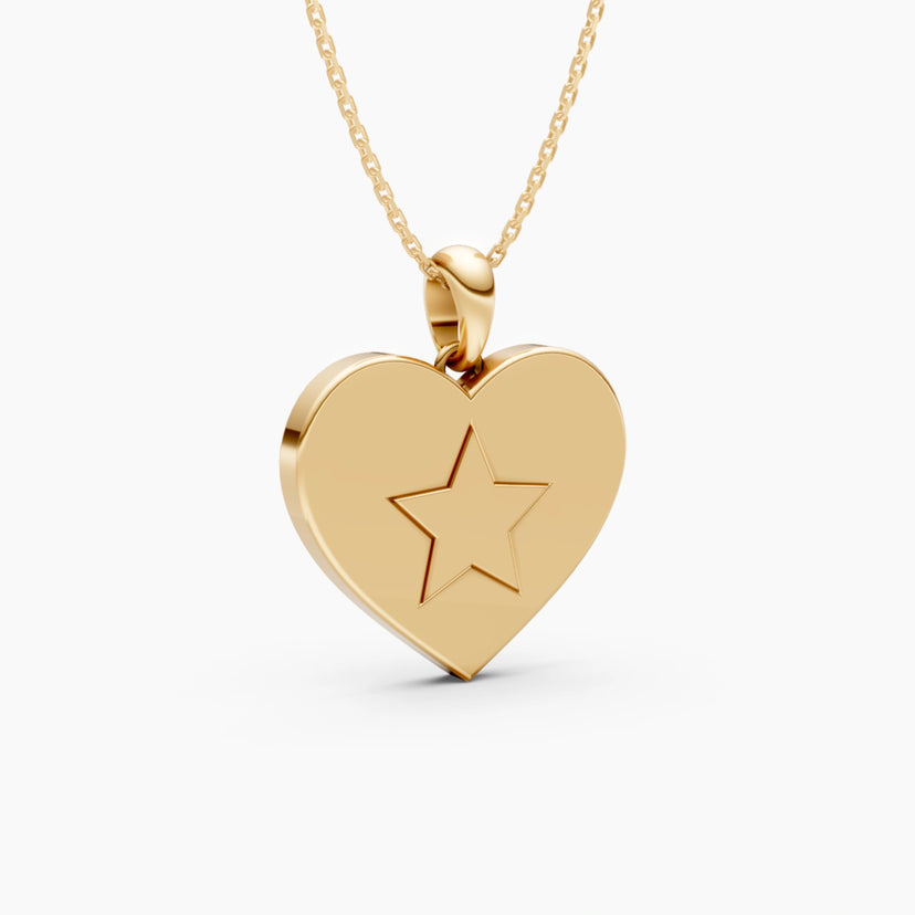 Starry Golden Heart Pendant Set