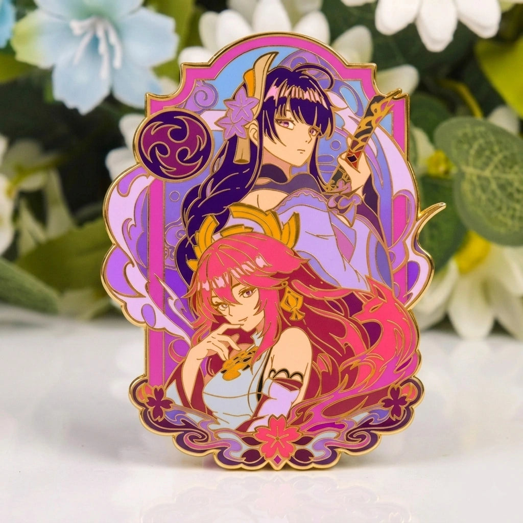 Yae miko x Raiden shogun Glow-in-Dark Enamel Pin