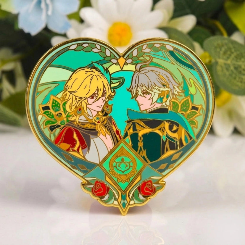 Kaveh x Alhaitham Glow-in-Dark Enamel Pin