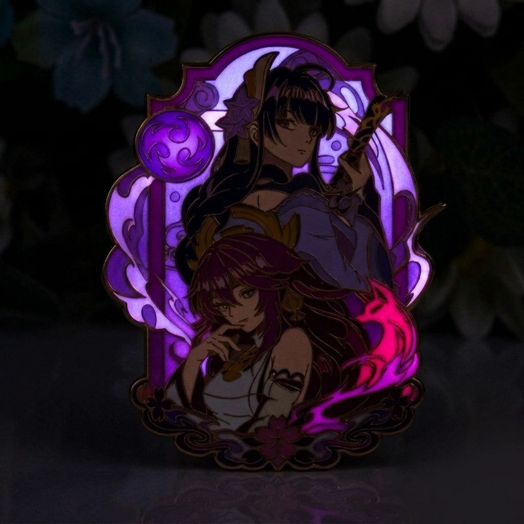 Yae miko x Raiden shogun Glow-in-Dark Enamel Pin