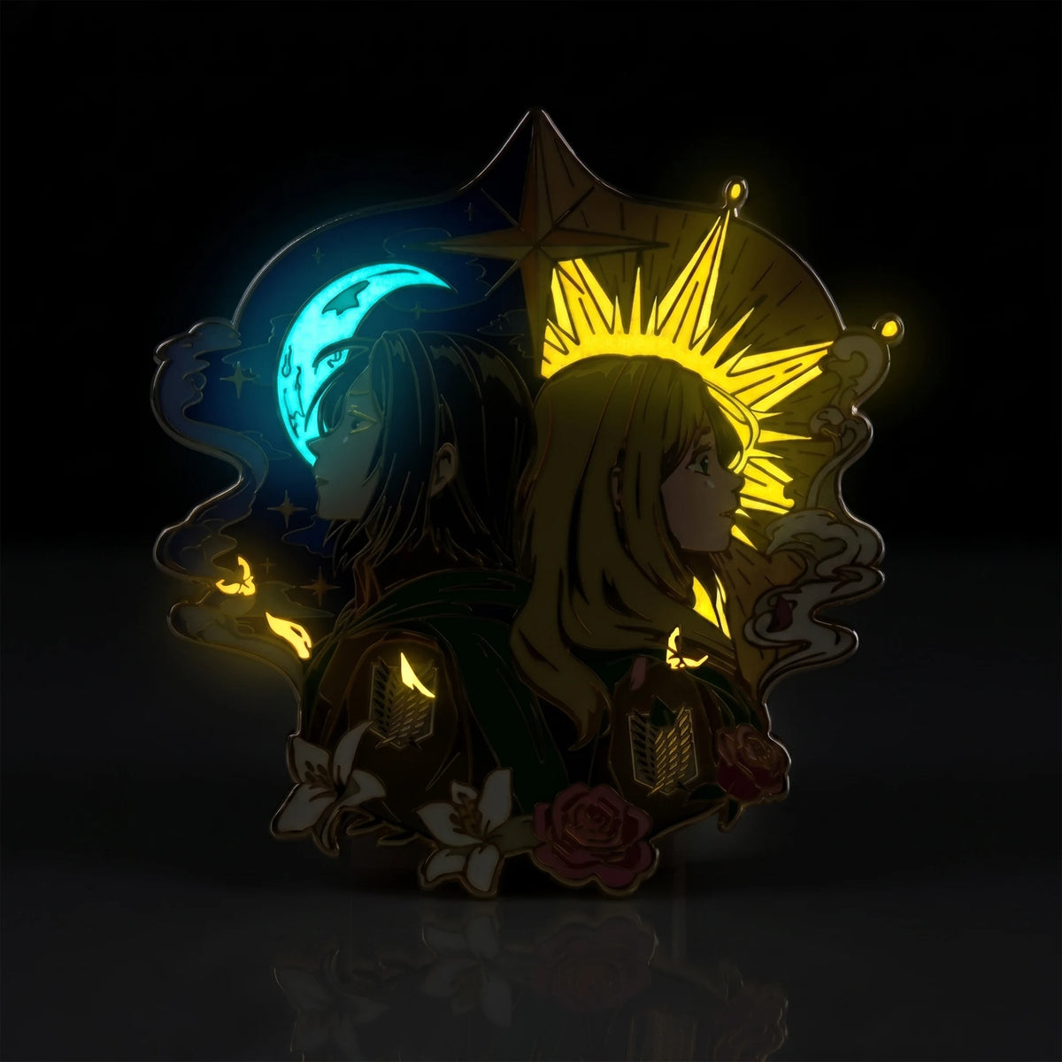 Glow-in-the-dark effect of Ymir x Historia Glow-in-Dark Enamel Pin, Kraymer Art