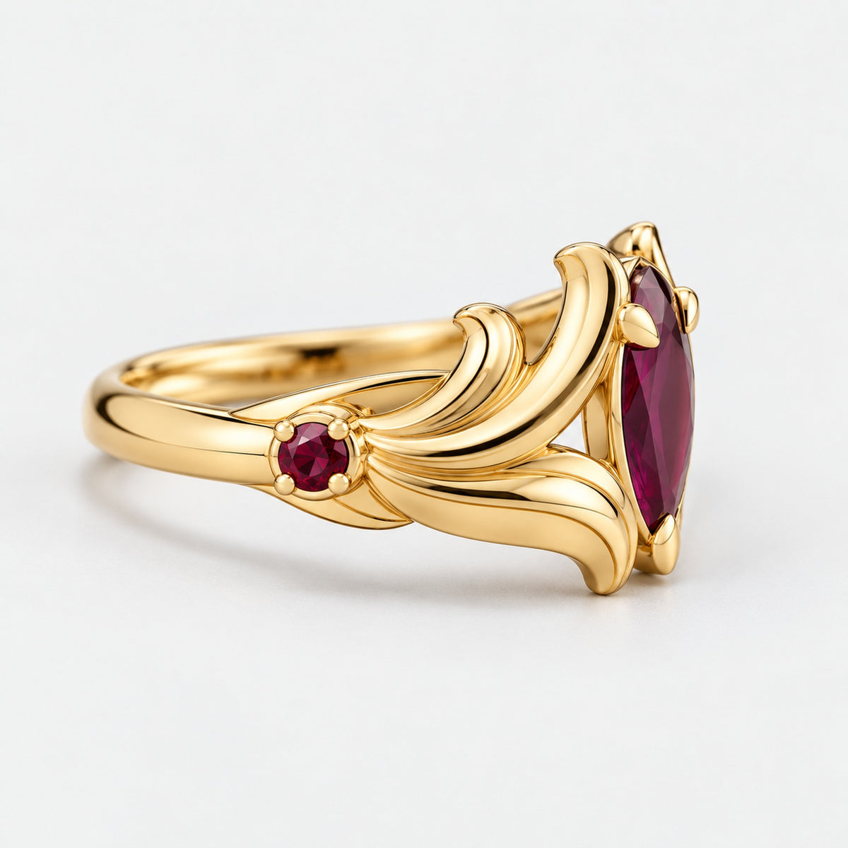 A Thousand Fashions Crest Ring in gold, left side view