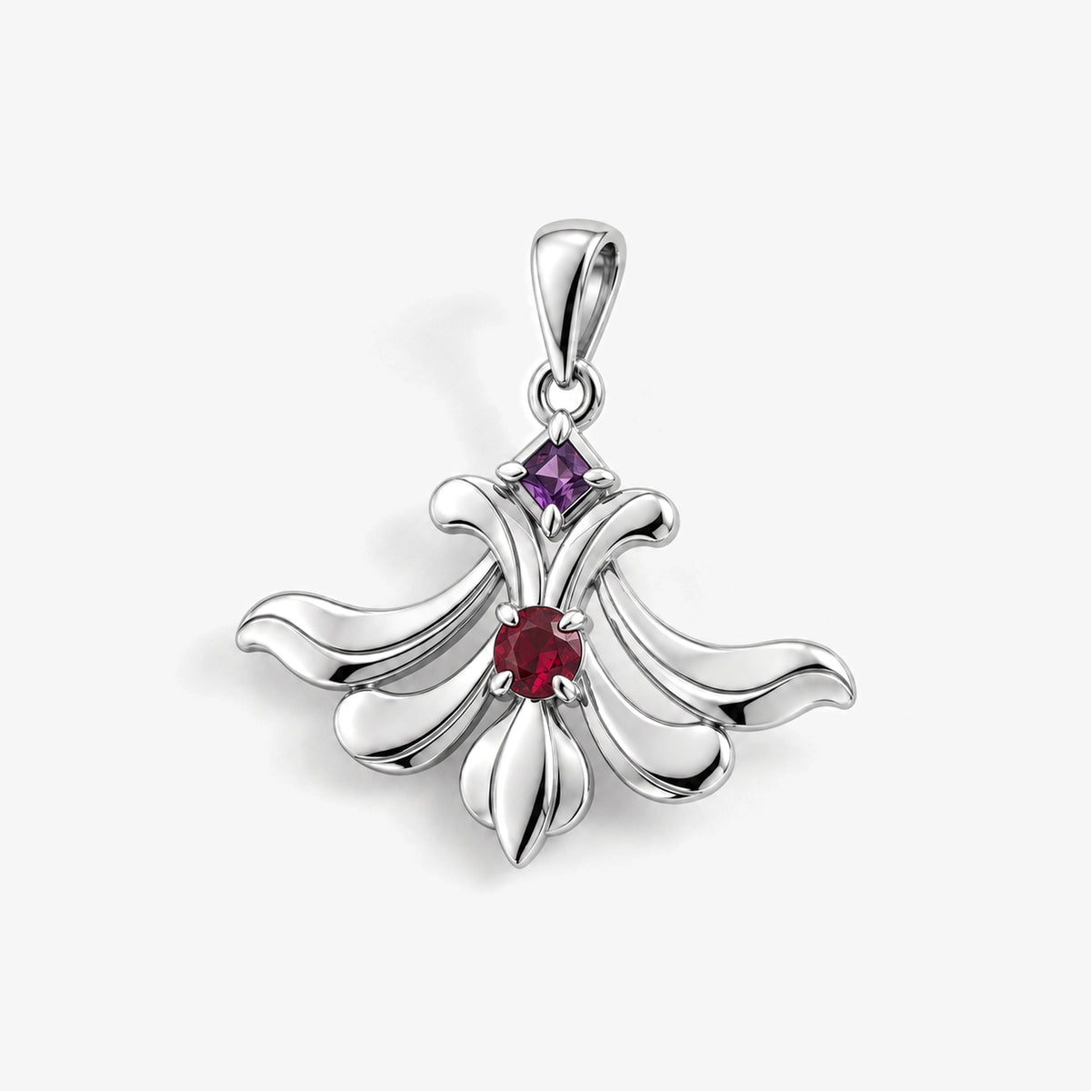 A Thousand Fashions Plume Charm in silver, front view