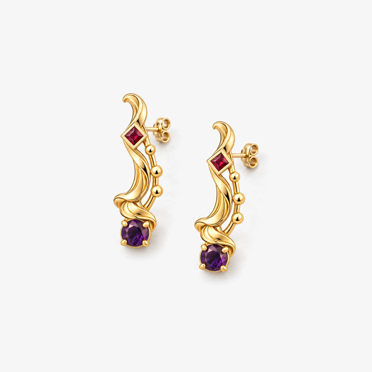 A Thousand Fashions Sash Earrings in gold, front view
