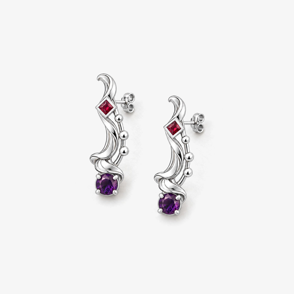 A Thousand Fashions Sash Earrings in silver, front view