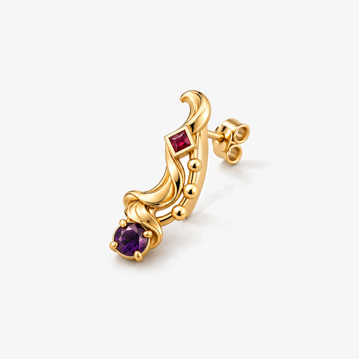 A Thousand Fashions Sash Earrings in gold, side view