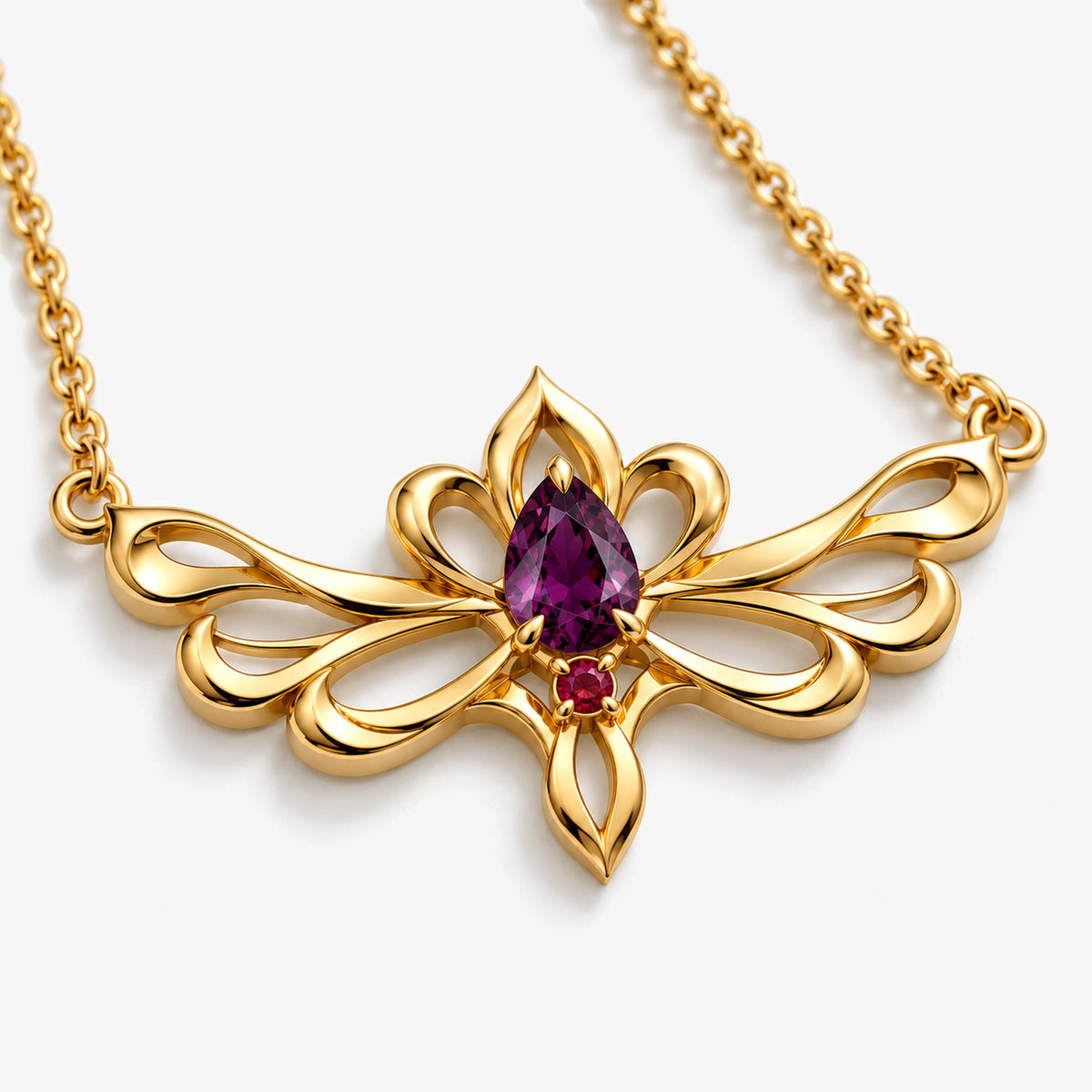 A Thousand Fashions Yoke Necklace in gold, angled view