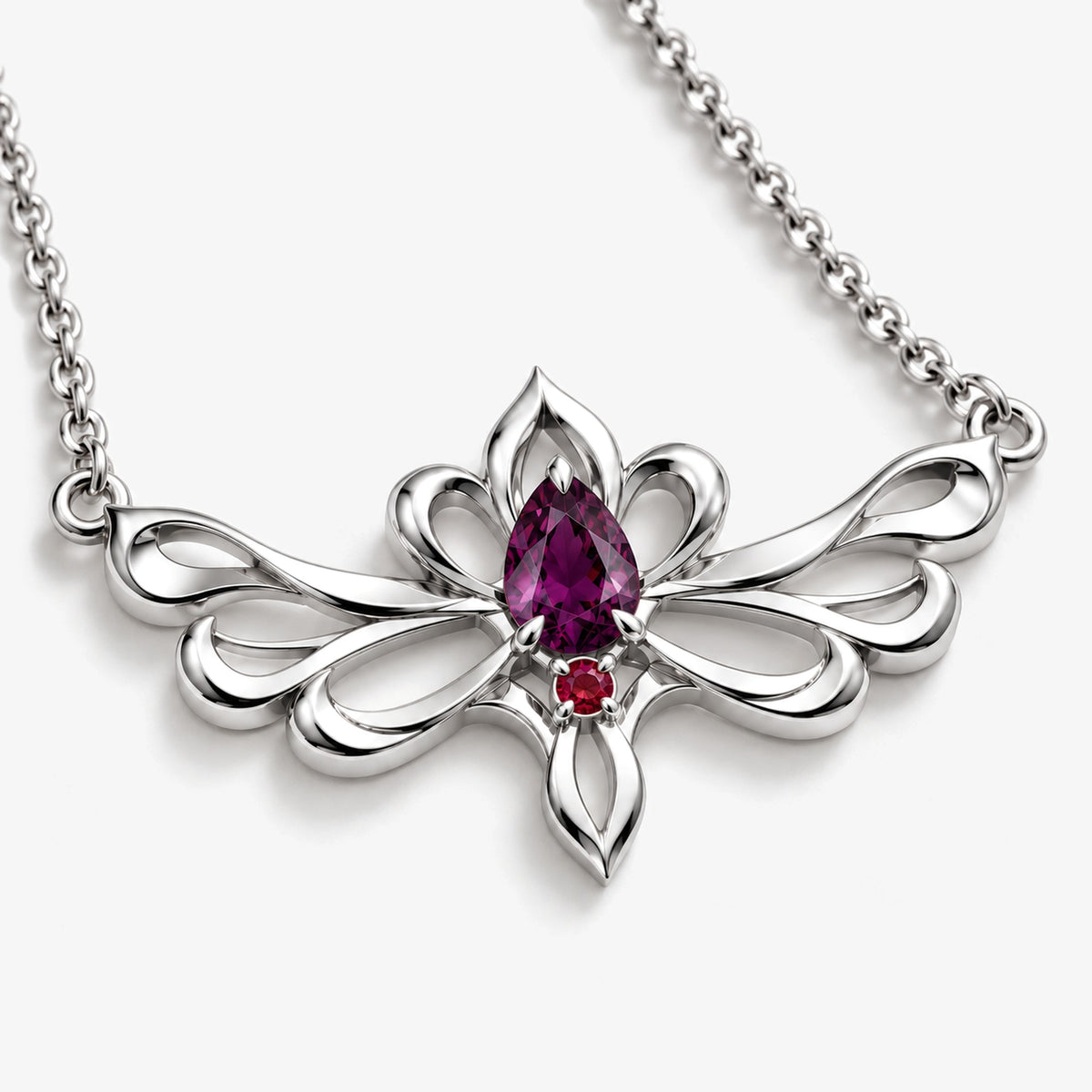 A Thousand Fashions Yoke Necklace in silver, angled view