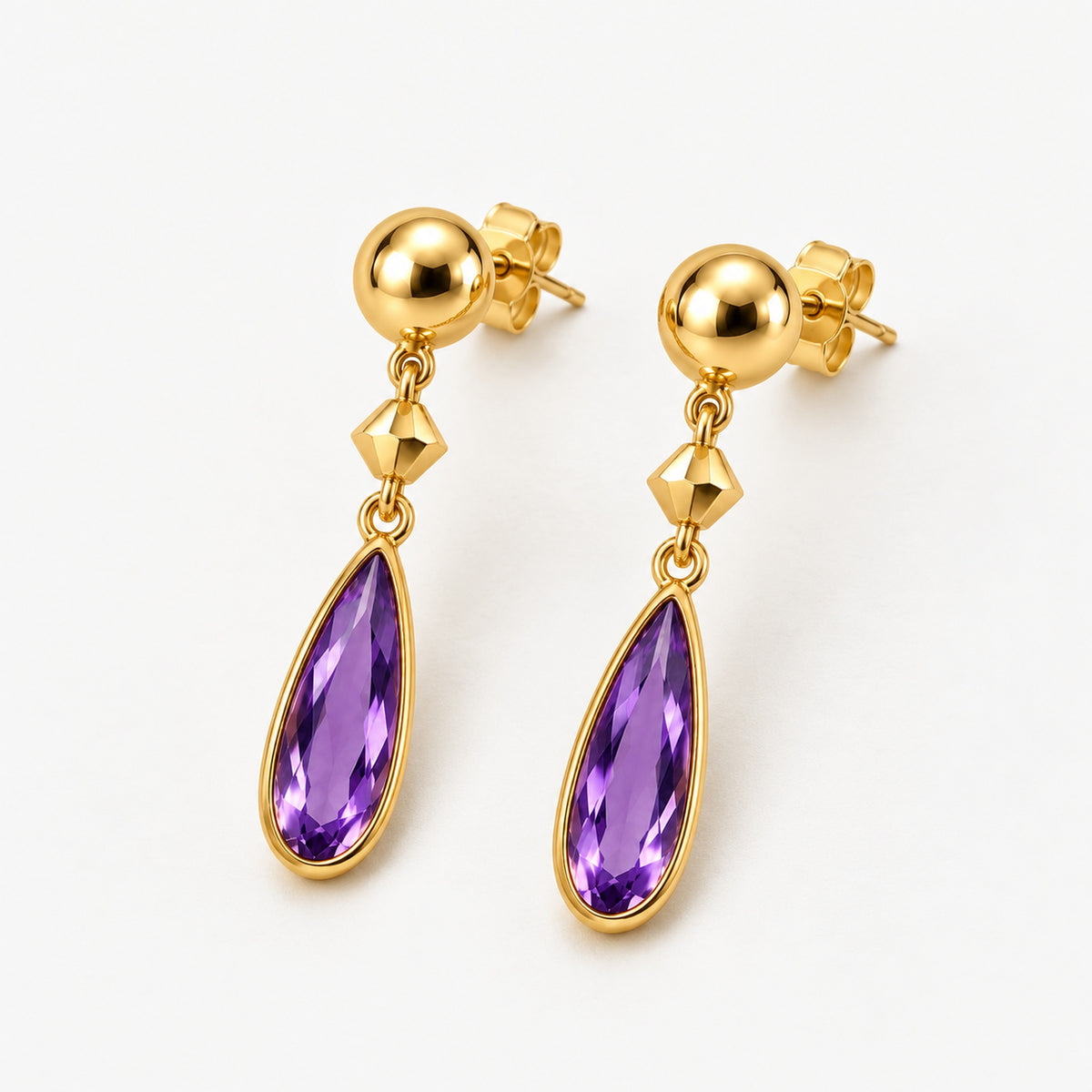 After the Dance Earrings in gold, three-quarter view