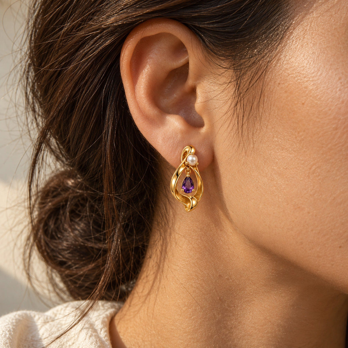 After the Dance Full Collection in gold, the earrings worn