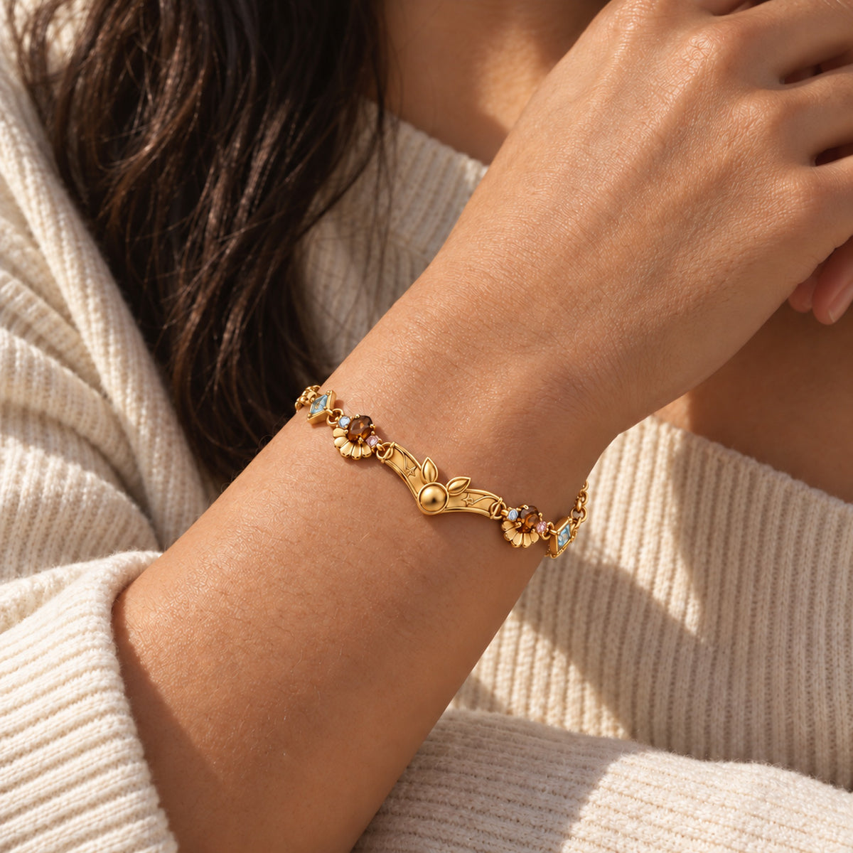 Origin Path Bracelet in gold, worn