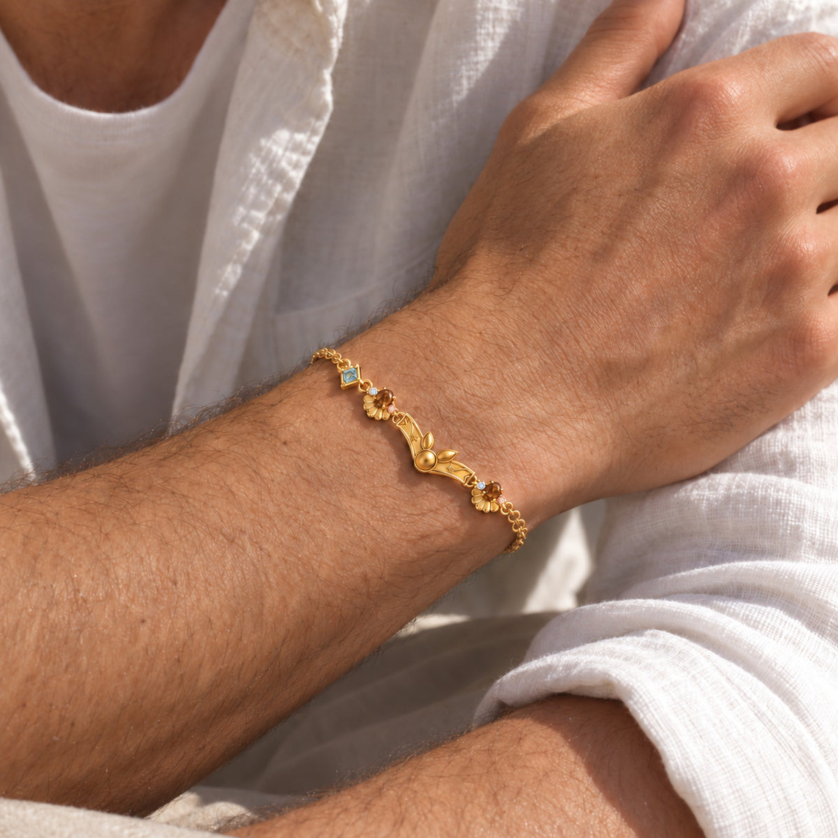 Origin Path Bracelet in gold, worn