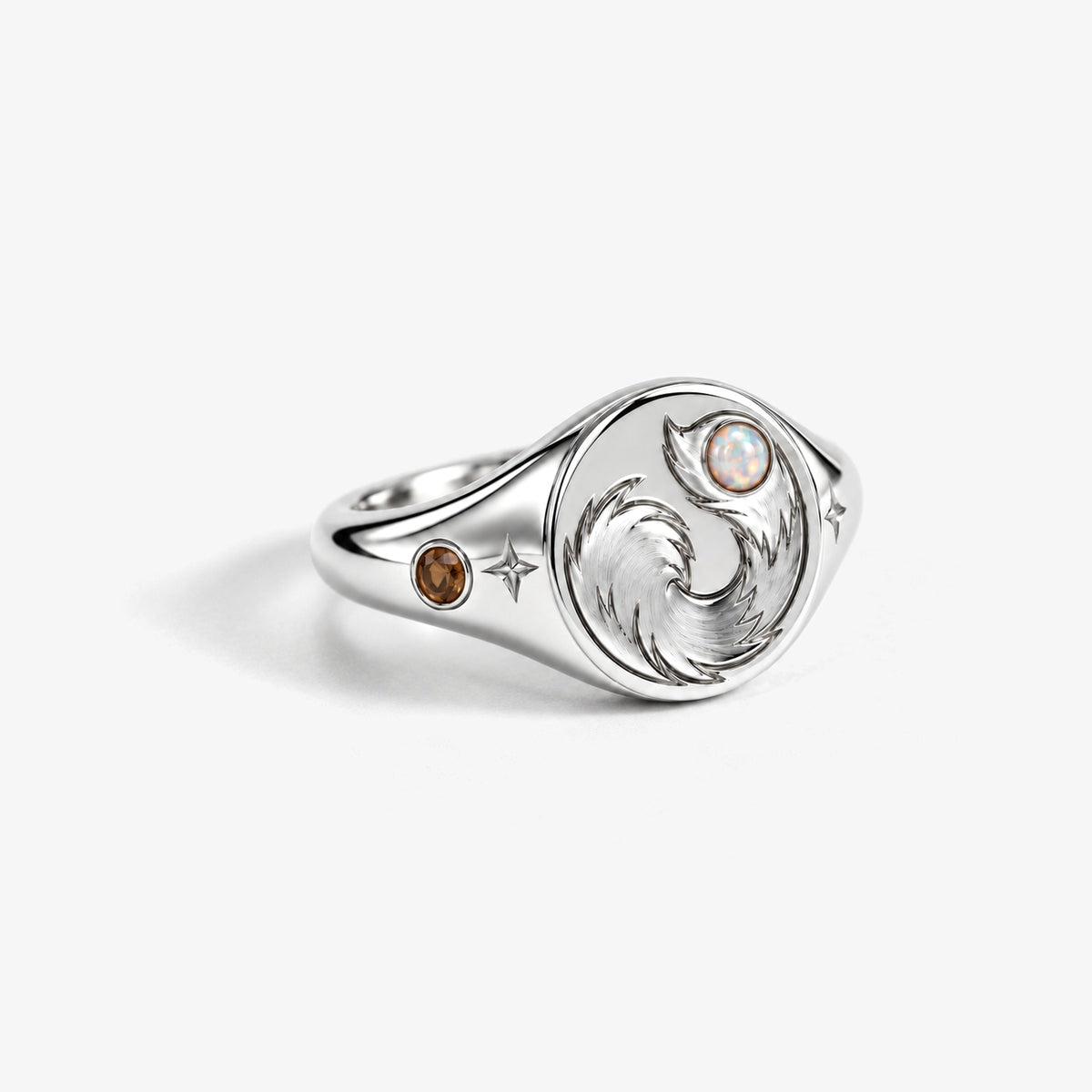 Origin Path Ring in silver, front view