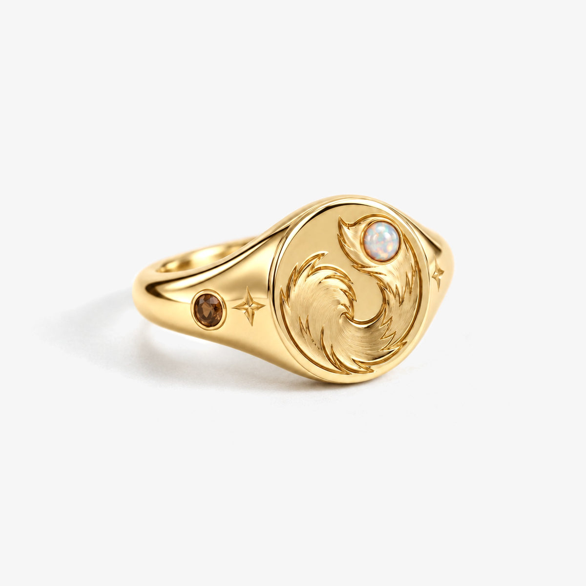 Origin Path Ring in gold, left side view