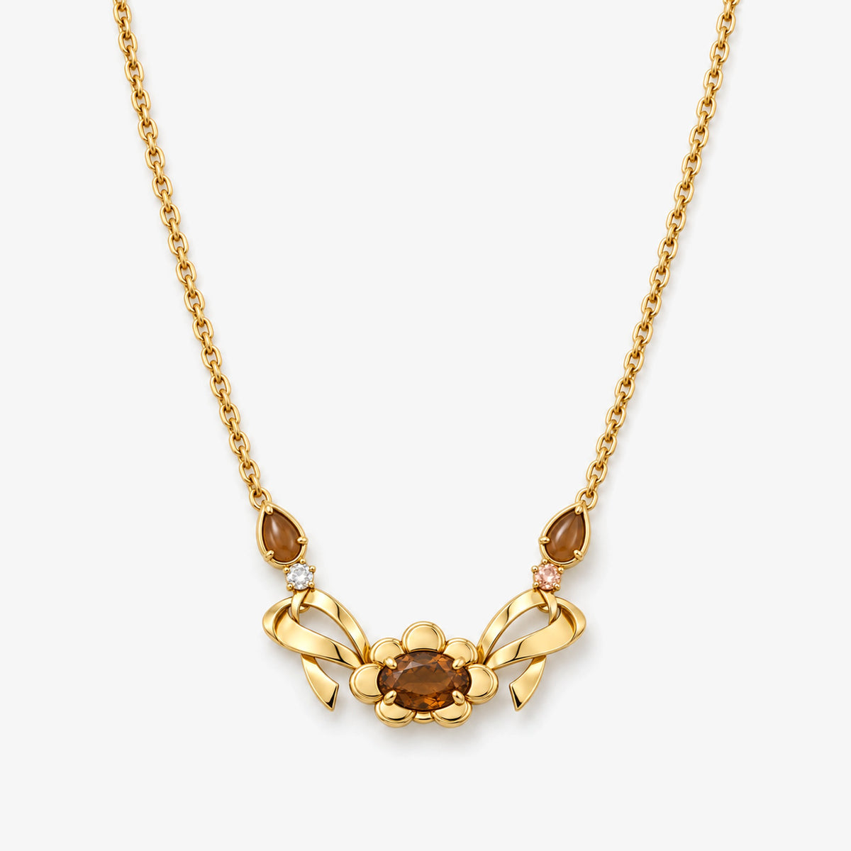 Origin Path Necklace in gold, front view