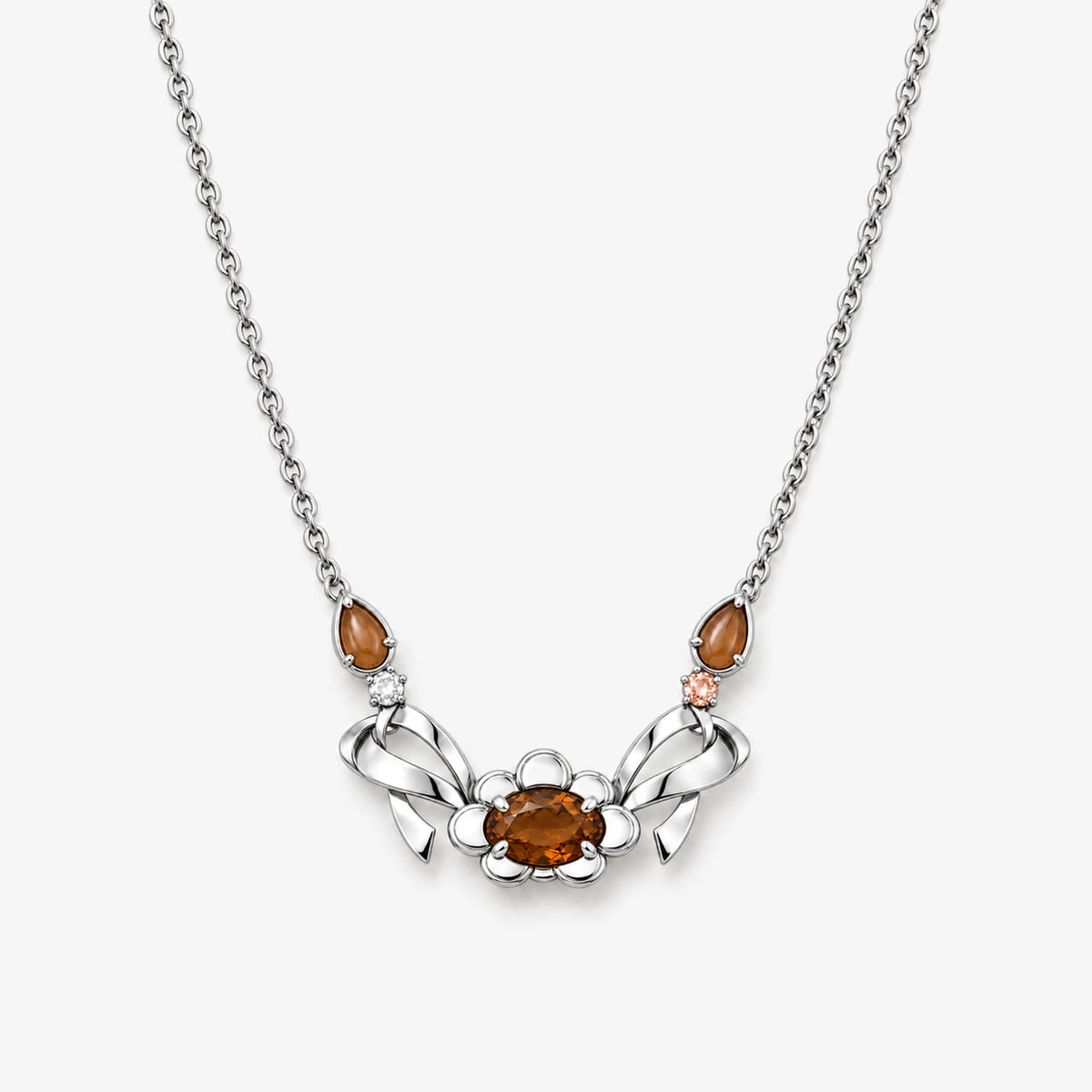 Origin Path Necklace in silver, front view
